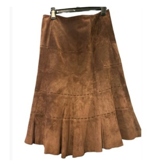 Eddie Bauer Vintage Seattle Suede Skirt Washable Leather Size 6 Brown - Picture 1 of 11